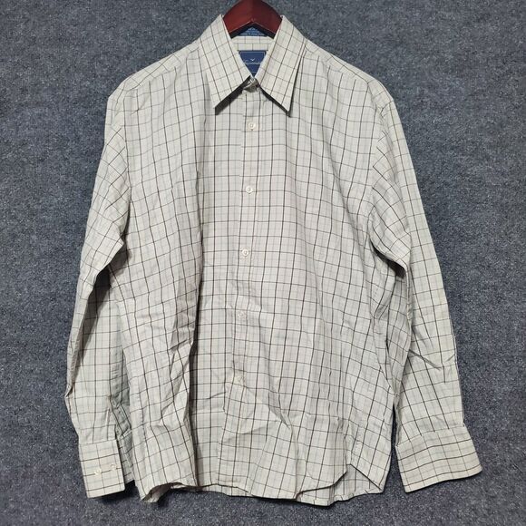 Vintage Faconnable Shirt Medium Check Plaid Mens Button Up Cotton Long Sleeve - Picture 2 of 10